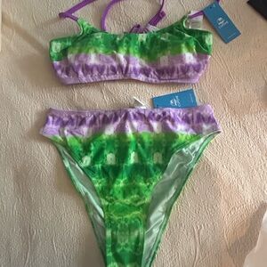 Cupshe Green and Purple Bikini Set